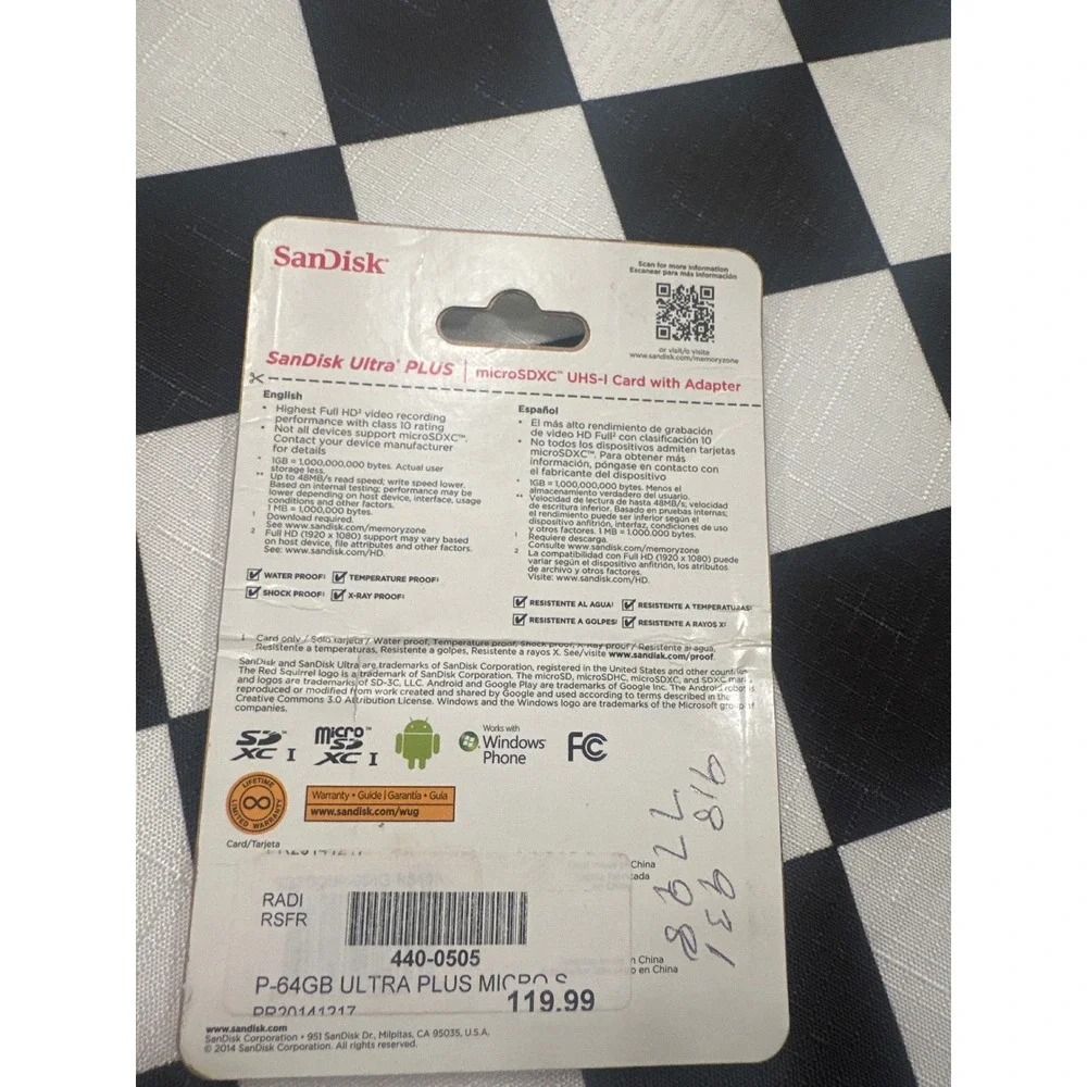 SanDisk Ultra PLUS 64GB microSDXC UHS-I Card with Adapter 48MB/s missing part?